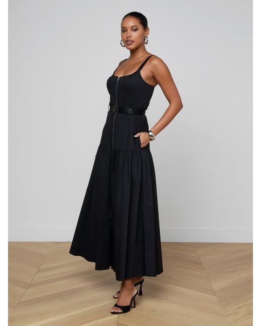 L'Agence Black Rima Maxi Dress