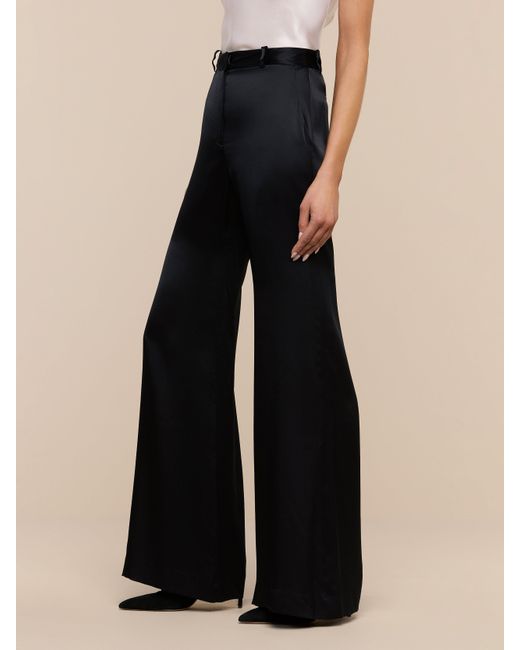 L'Agence Black Pilar Silk Wide-leg Pant
