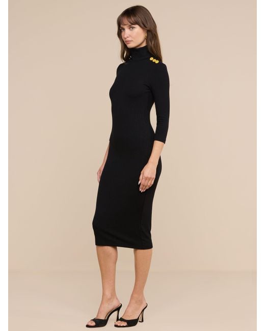 L'Agence Black Voletta Turtleneck Knit Dress