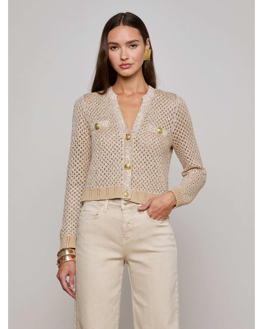 L'Agence Natural Blanca Sequin Cardigan
