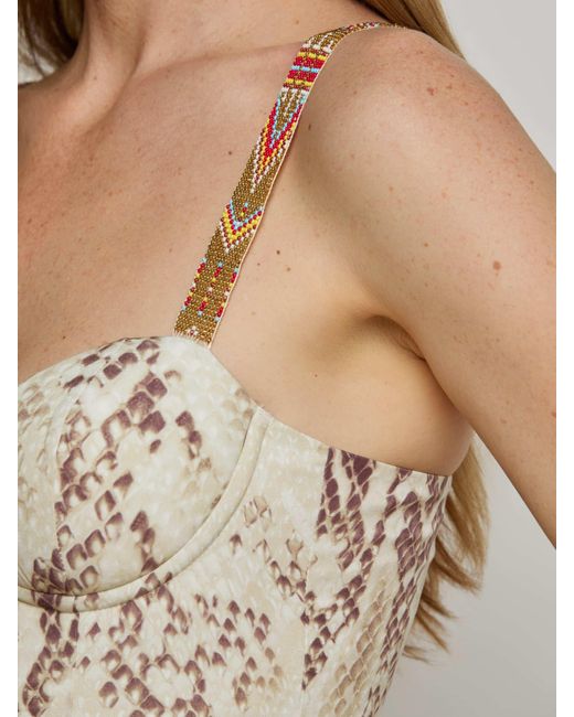 L'Agence Natural Sutton Beaded Strap Maxi Dress