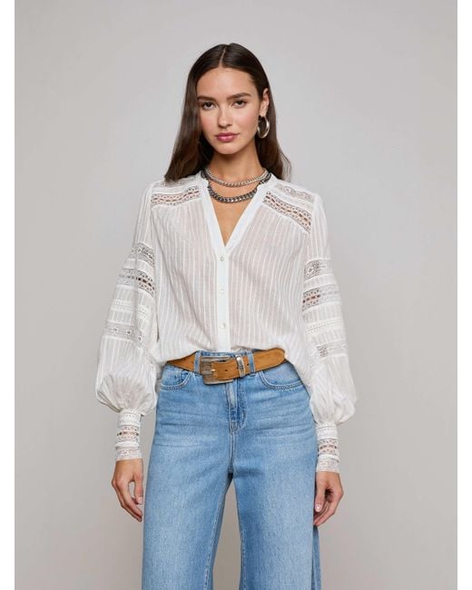 L'Agence White 'Agence Kiera Blouse Top