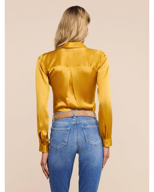 L'Agence Yellow Tyler Silk Blouse Top