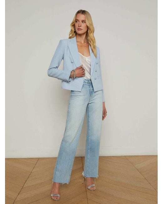 L'Agence White Brooke Open-Front Blazer