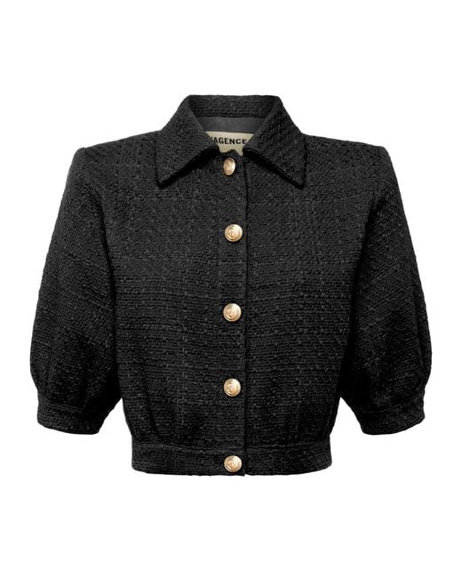 L'Agence Black Cove Cropped Tweed Jacket
