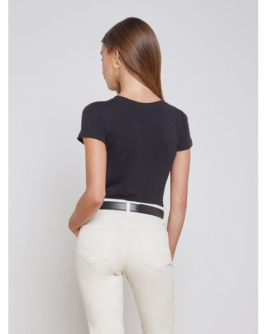 L'Agence Blue Cory Cotton Scoopneck Tee