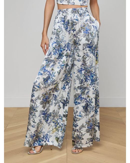 L'Agence White Lillian Silk Wide-Leg Pants