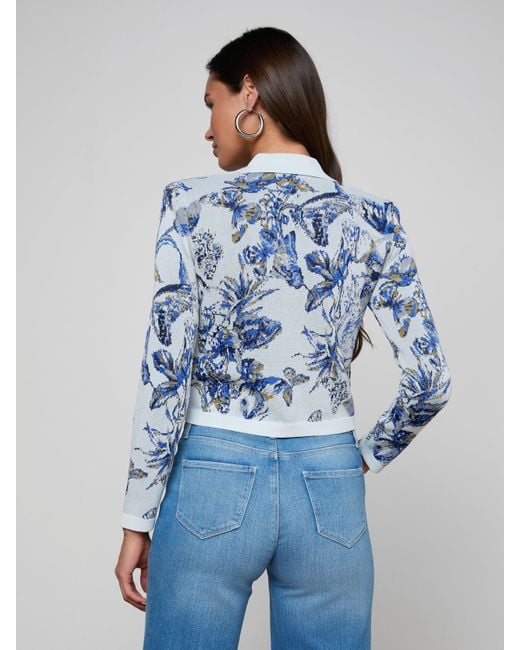 L'Agence Blue Osiris Jacquard Cardigan