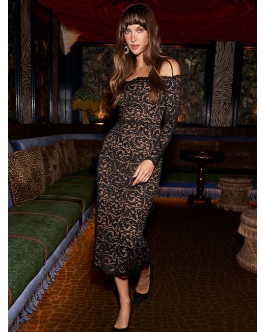 L'Agence Black Lindsay Sequined Lace Dress
