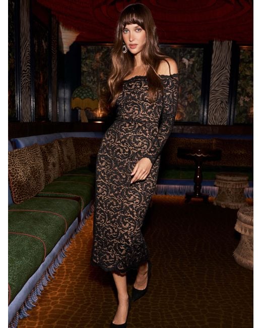 Robe En Dentelle À Sequins Lindsay, Noir L'Agence en coloris Black