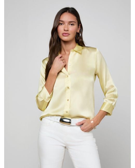 Chemisier En Soie Dani, Sorbet Citron L'Agence en coloris White