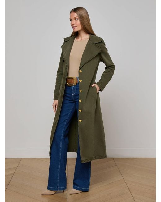 L'Agence Blue Zavia Denim Trench Coat