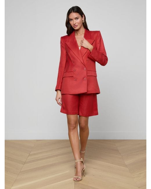 L'Agence Red Cambrie Oversized Blazer
