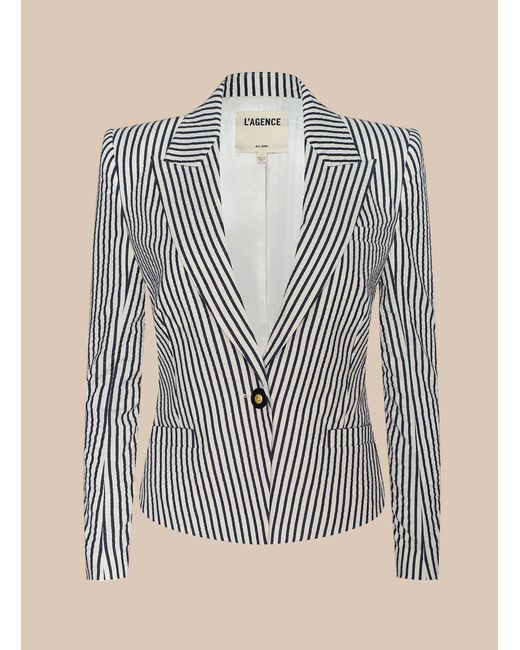 L'Agence Gray Misa Seersucker Blazer