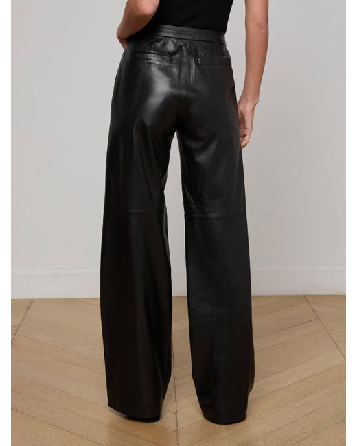 L'Agence White Livvy Leather Straight-leg Trouser