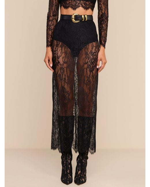 L'Agence Black Raymonde Lace Maxi Skirt