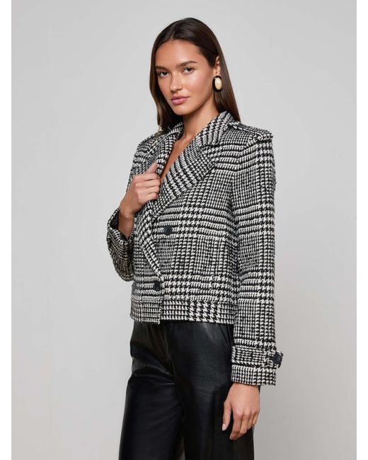 Trench Court Xoey, Noir À Motif Pied-De-Poule Ivoire L'Agence en coloris Gray