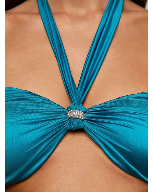 L'Agence Blue Krysta Halter Bikini Top