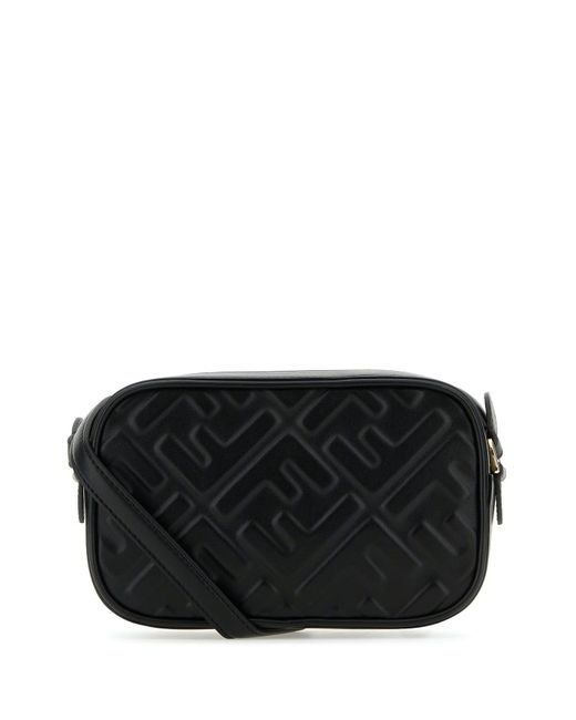 Fendi Black Ff Mini Leather Camera Bag