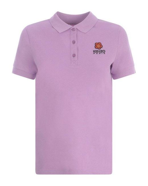 KENZO Purple Polo Shirt In Cotton