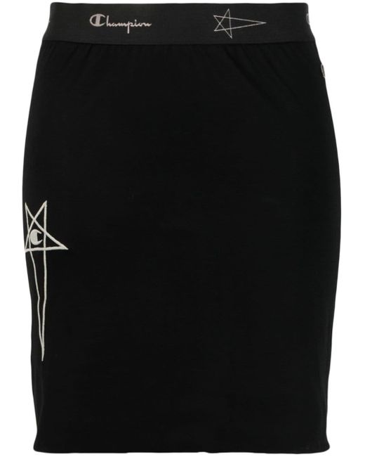 Rick Owens Black X Champion Elasticated Logo-waistband Skirt