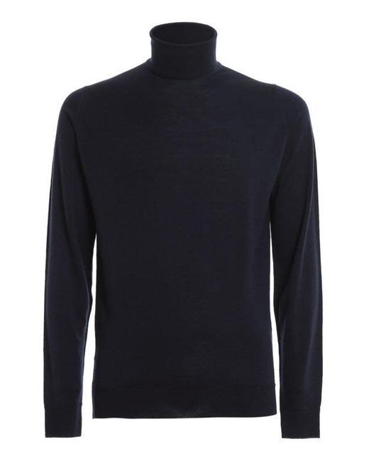 John Smedley Blue Turtle Neck for men