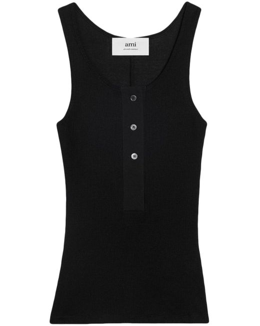 AMI Black Buttons Tank Top