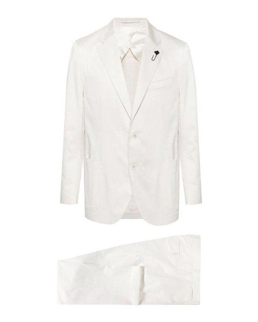 Vestito Con Dettaglio Spilla di Lardini in White da Uomo