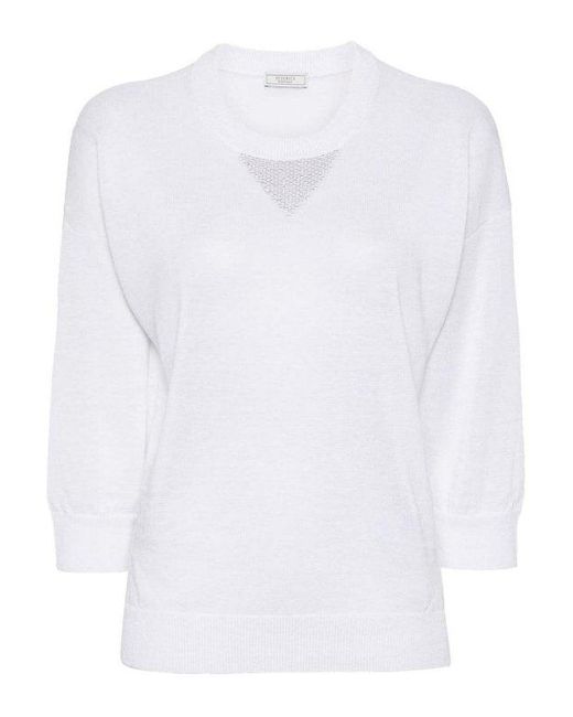 Peserico White Beaded Detail Sweater
