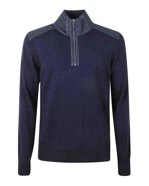 Belstaff Blue Sweater With Collar And Shoulders for men