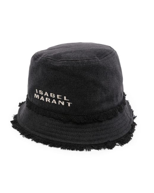 Isabel Marant Black Logo-embroidered Denim Bucket Hat