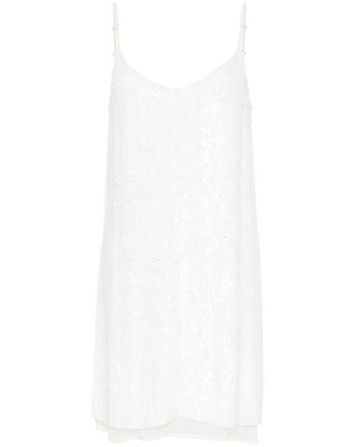 P.A.R.O.S.H. White Gabriel Sequinned Mini Dress