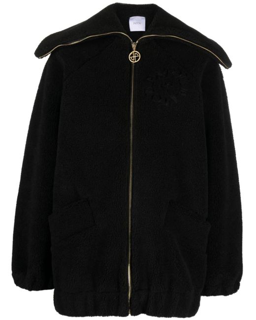 Patou Black Logo-embroidered Fleece Jacket