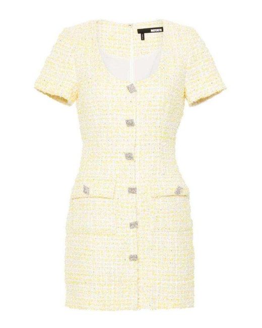 ROTATE BIRGER CHRISTENSEN Natural Short-Sleeve Dress With Sequins