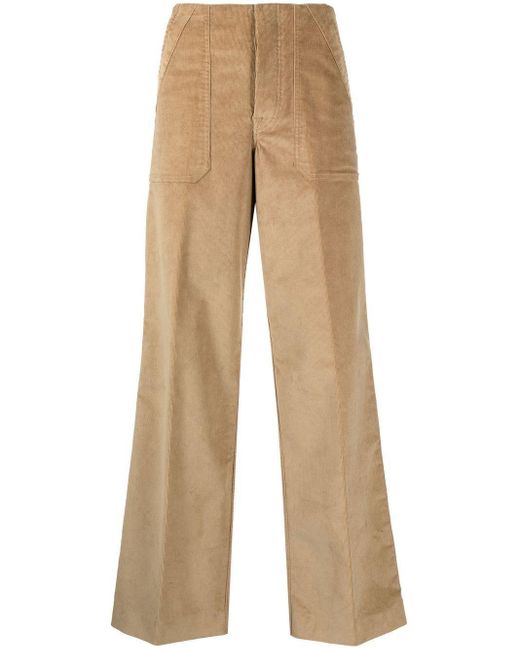 Moncler Natural High-waisted Straight Trousers