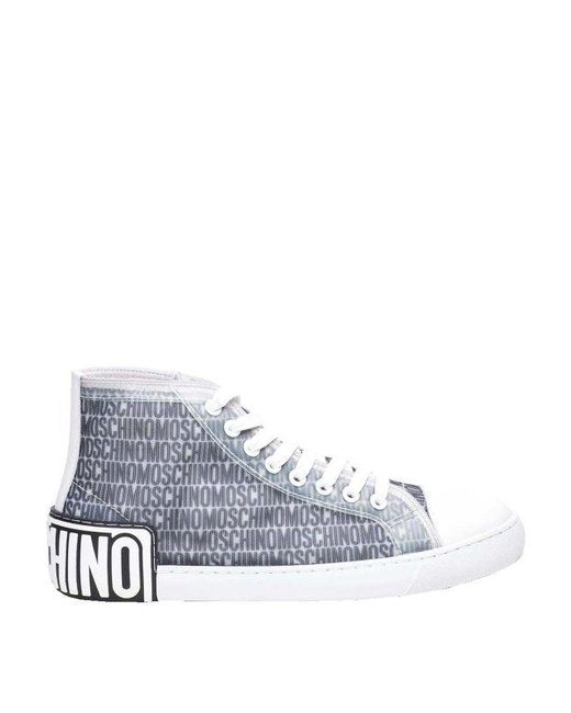 Moschino White Lost And Found Web High Sneakers for men