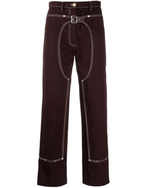 Stella McCartney Red Contrast-stitch Straight-leg Trousers