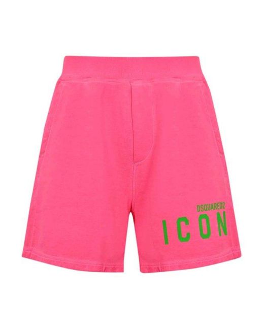 DSquared² Pink Icon Cotton Shorts for men