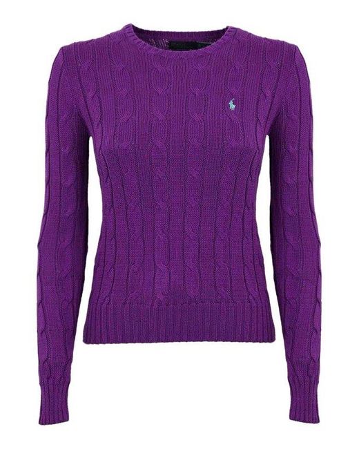 Maglia A Trecce Con Logo di Polo Ralph Lauren in Purple