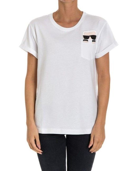 T-Shirt Ikonik Karl Pocket di Karl Lagerfeld in White