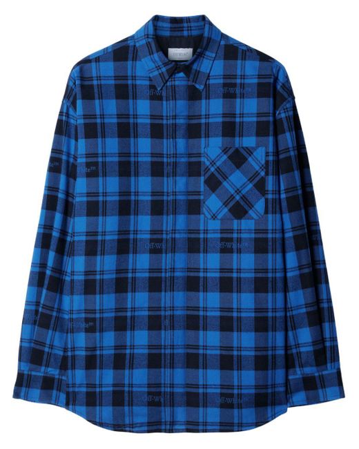 Off-White c/o Virgil Abloh Blue Checked Flannel Shirt for men
