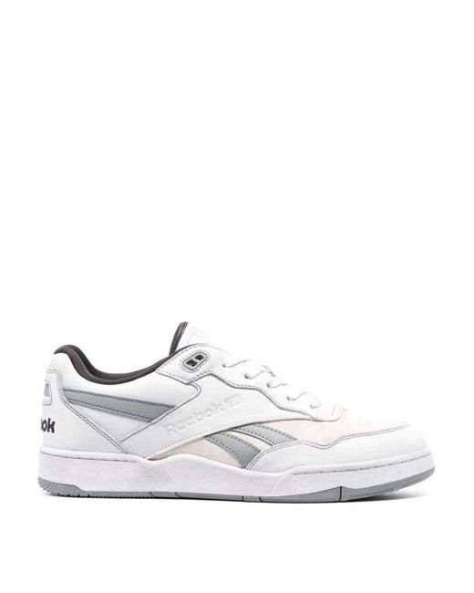 Reebok White Bb4000 Leather Sneakers for men