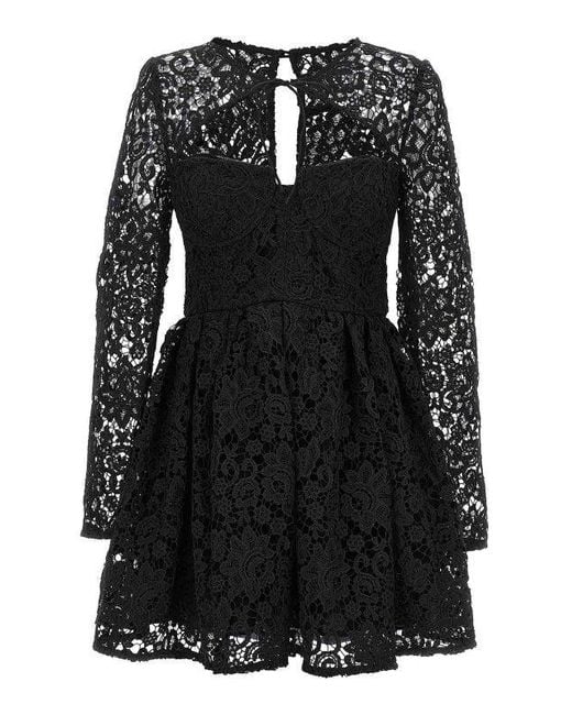 Self-Portrait Black Lace Collar Mini Dress