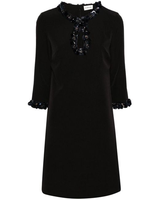 P.A.R.O.S.H. Black Sequin-Embellished Mini Dress