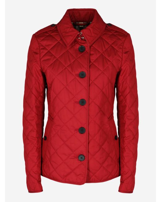 Burberry Down Jacket in Red | Lyst