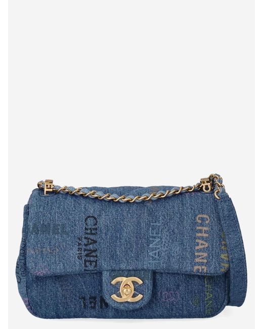 Chanel Blue Bag Small Single Flap Quilted Denim