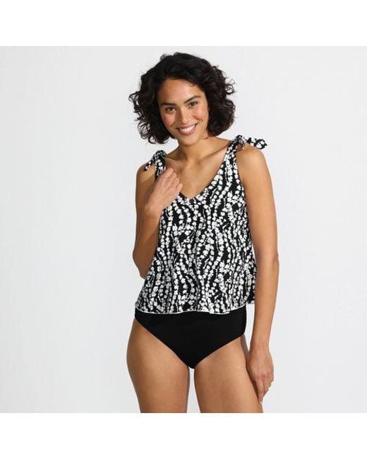 Lands' End Black Tankini-Top Mit Geknoteten Trägern Und Flattersaum, Damen, Größe:34 Regular, Elasthan/Nylon-Mischung, By
