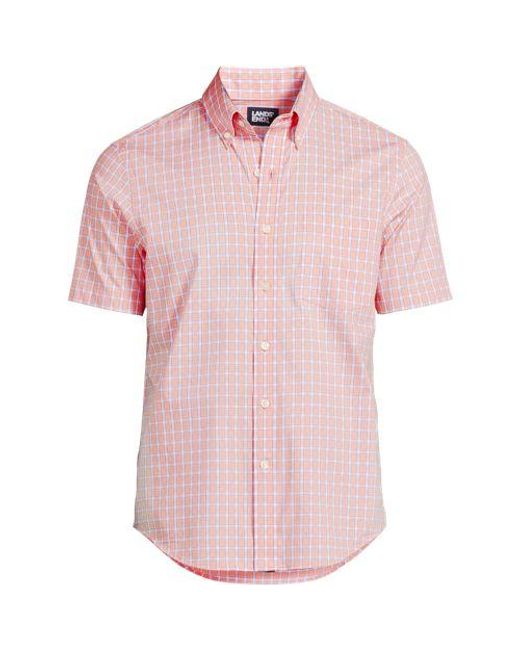 Lands' End Ultimativ-Hemd Mit Kurzen Ärmeln, Classic Fit, Herren, Größe:44-46 Regular, Elasthan/Baumwoll-Mischung/Polyester-Mischung, By in Pink für Herren