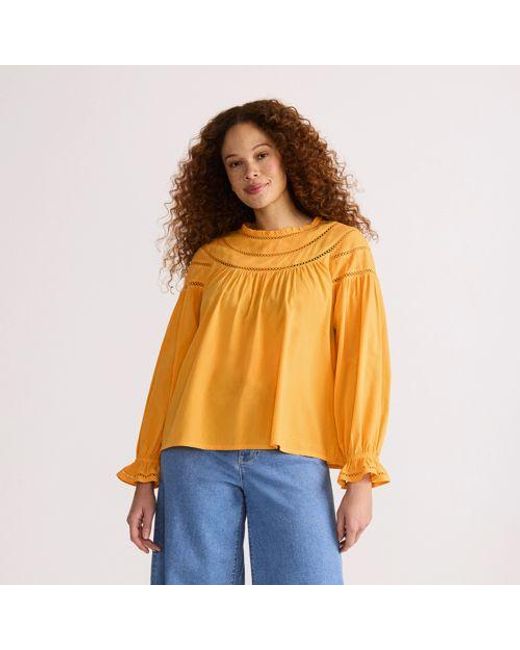 Lands' End Orange Voile-Bluse Aus Baumwollmix, Damen, Größe:32-34 Regular, Baumwoll-Mischung/Viskose-Mischung/Baumwolle Modal, By