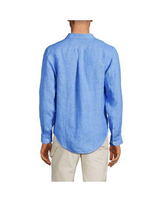 Lands' End Leinenhemd Mit Langen Ärmeln in Blue für Herren